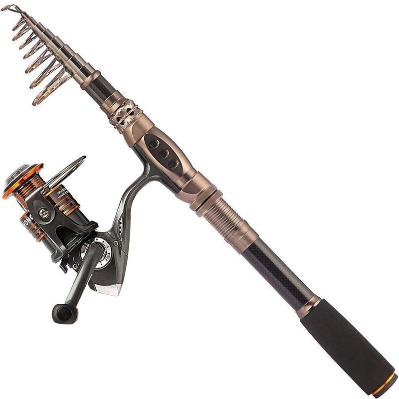 PLUSINNO Spin Spinning Rod and Reel Combos Carbon Telescopic Fishing Rod with Reel Combo Sea Saltwater Freshwater Kit Fishing Rod Kit(2.7M 8.86Ft Fishing Rod + Reel) - Image 1