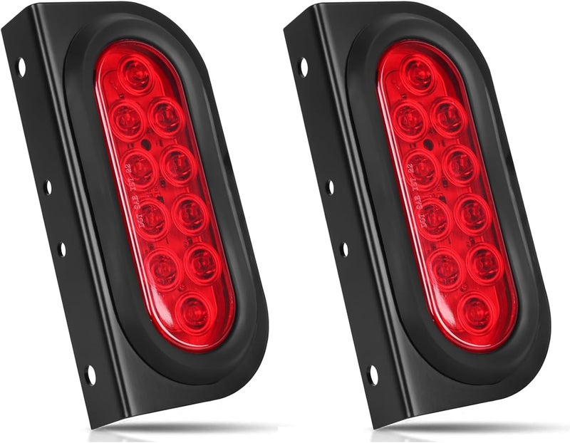 LIMICAR Oval LED Trailer Light Kit - 6" Tail Lights With Flush Mount Grommets, Plugs, Mounting Brackets for Utility Trailer - Image 1