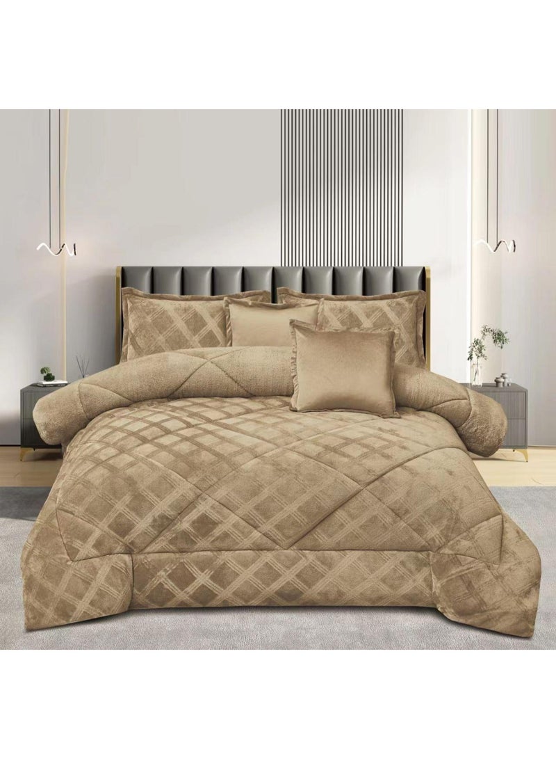 مون مفرش حشو. مخمل على فرو وجهين                  نفرين * 1 لحاف مقاس 220*240سم  1 شرشف مغاط 200*200+30سم  2 تلبيس مخده 50*75سم  2 تلبيس خداديه 45*45سم