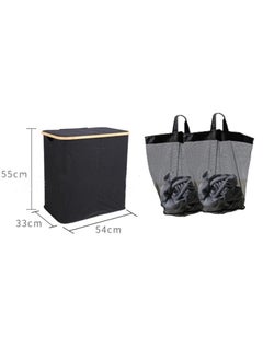 XiuWoo Collapsible  Laundry Hamper Basket with Lid and 2 Removable Laundry Inner Bag Bamboo Dirty Clothes Bin for Bathroom Living Room Bedroom for Clothes and Toys  - Image 3