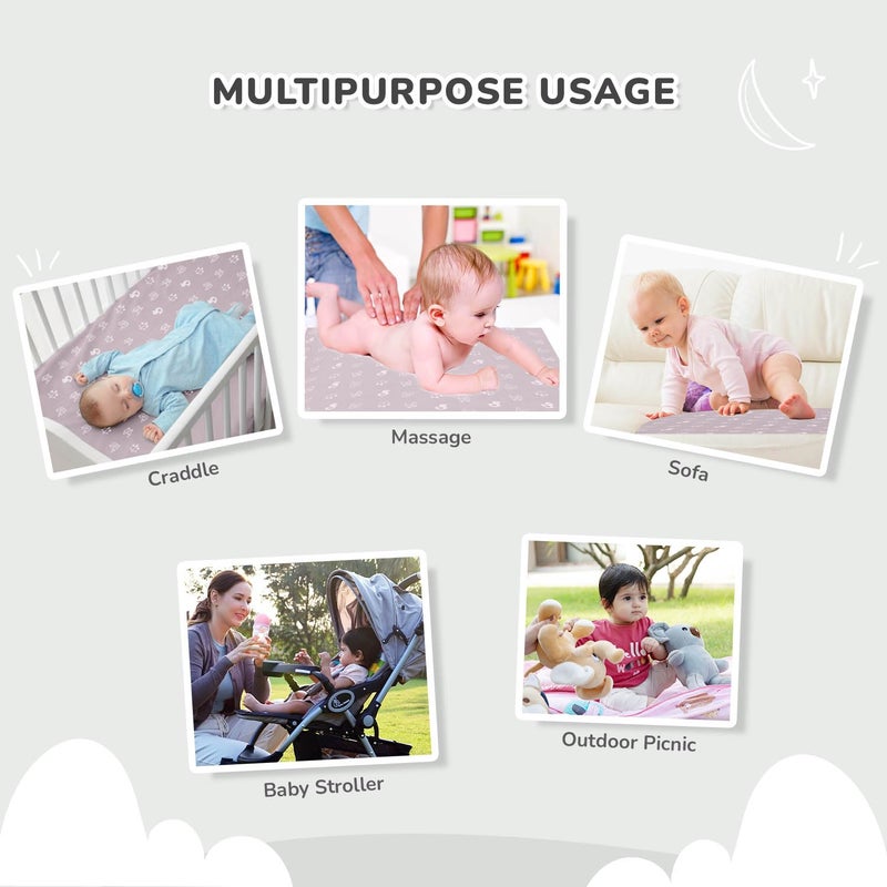 R for Rabbit Waterproof Quick Dry Sheet for Baby | Anti-Piling Fleece Breatheable Fabric Extra Absorbent Instant Dry Baby Bed/Cot Protector Mat (Size-L,Green-Grey,Pack of 2 Combo) - Image 3