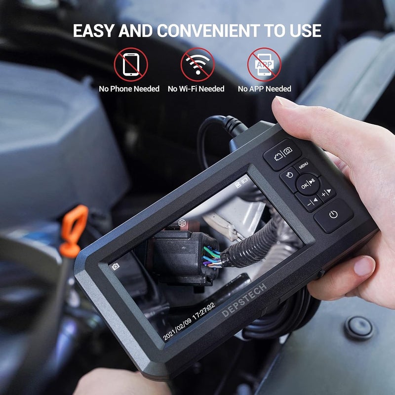 DEPSTECH 5.5mm Industrial Endoscope, 1080P Digital Borescope Inspection Camera with 4.3" Screen, IP67 Waterproof Snake Camera with Lights,16.5FT Semi-Rigid Cable, 32GB Card &Photo Capture,Helpful Tool - Image 3