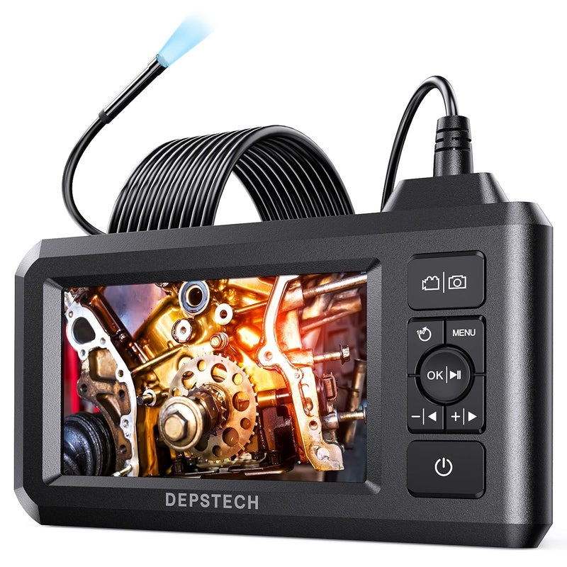 DEPSTECH 5.5mm Industrial Endoscope, 1080P Digital Borescope Inspection Camera with 4.3" Screen, IP67 Waterproof Snake Camera with Lights,16.5FT Semi-Rigid Cable, 32GB Card &Photo Capture,Helpful Tool - Image 1