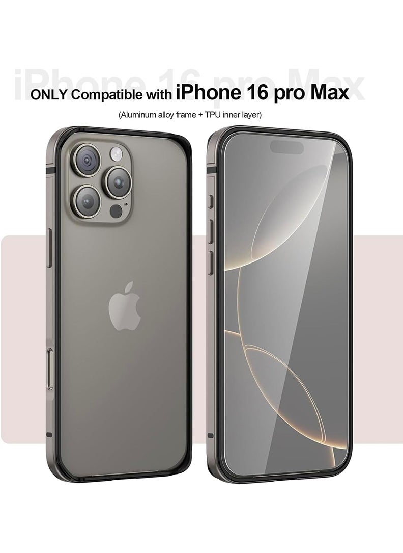 Theodor - iPhone 16 Pro max Aluminum Frame Metal Bumper Frame Slim Hard Case Cover, Metal Frame Armor with Soft Inner Bumper, Raised Edge Protection for iPhone 16 pro max for 6.9", Natural Grey - Image 1