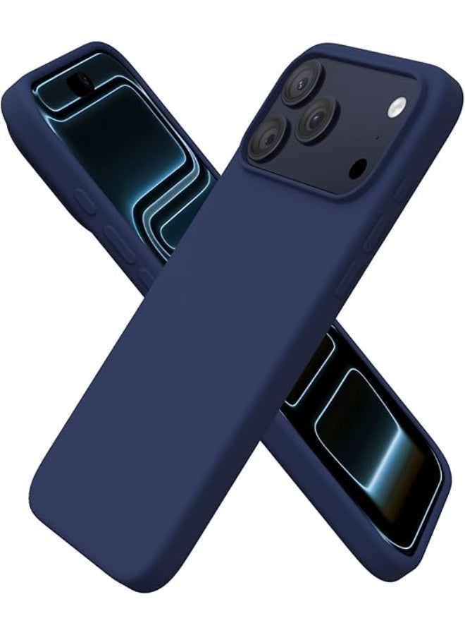 Compatible with iPhone 17 Pro Case 6.3", Slim Liquid Silicone 4 Layers Full Covered Soft Gel Rubber Shockproof Cover, Protective Phone Case for iPhone 17 Pro - Dark Blue - Image 1