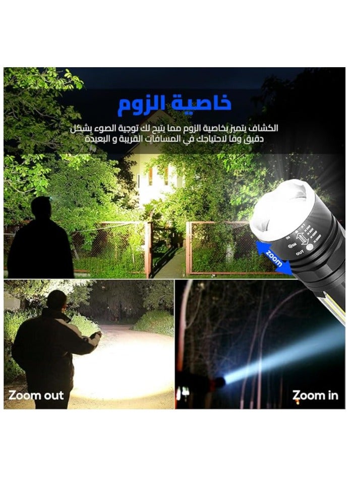 hanso emergency light, led light, Ultra-Bright USB Rechargeable LED Flashlight Waterproof, Portable Torch for Outdoor Camping Adventures - Durable Aluminum Alloy Construction (Black) - Image 3