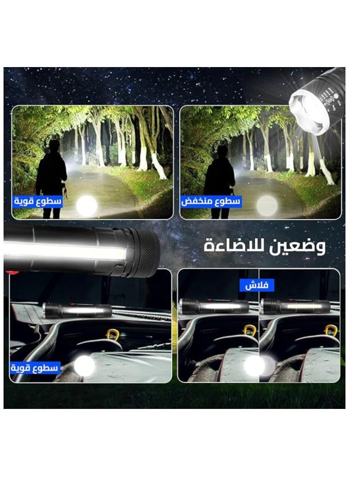 hanso emergency light, led light, Ultra-Bright USB Rechargeable LED Flashlight Waterproof, Portable Torch for Outdoor Camping Adventures - Durable Aluminum Alloy Construction (Black) - Image 4