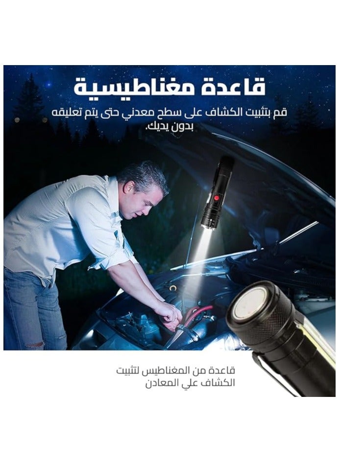 hanso emergency light, led light, Ultra-Bright USB Rechargeable LED Flashlight Waterproof, Portable Torch for Outdoor Camping Adventures - Durable Aluminum Alloy Construction (Black) - Image 5