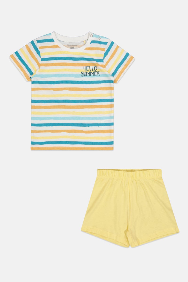 English Laundry Toddlers Boy 2 Pieces tripe T-Shirt And Shorts Set, Multicolor - Image 1