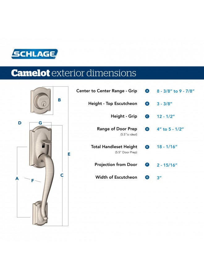 SCHLAGE Schlage F60 V CAM 716 ACC Camelot Front Entry Handleset with Accent Lever, Deadbolt Keyed 1 Side, Aged Bronze  - Image 3
