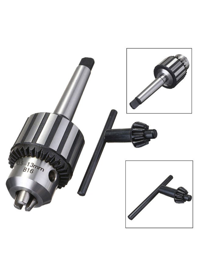 NIBEMINENT Mini Carbide Steel Self Tighten Lathe Drill Chuck Silver/Black - Image 2