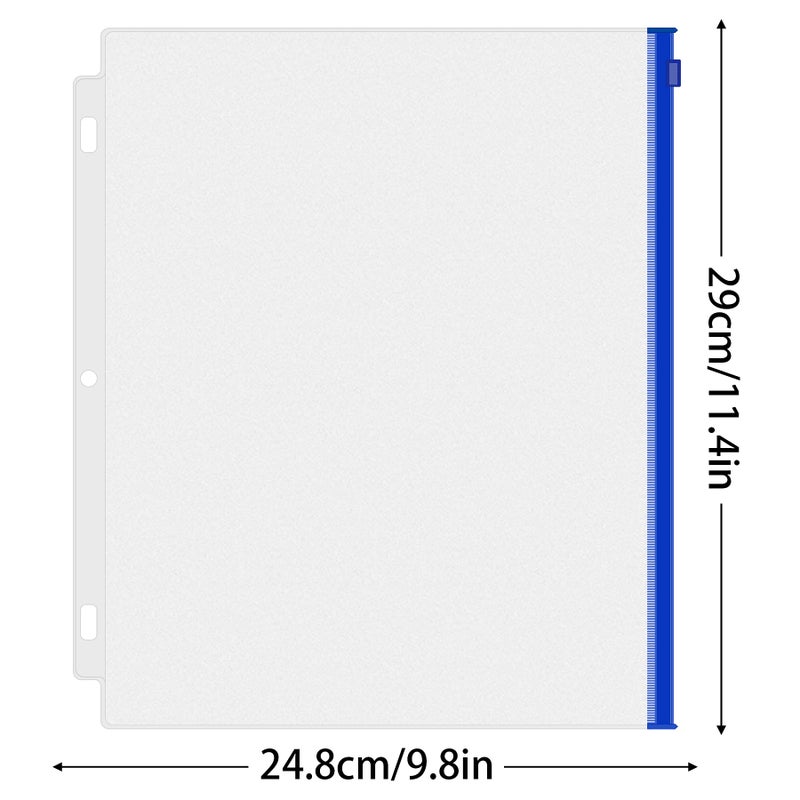 Antner 18PCS Letter Size Binder Pockets for 3 Ring Binder, 3 Holes Zipper Binder Pouch Insert Pages Sheet Protectors Loose Leaf Bags Waterproof PVC Document Folders Filling Bags, 6 Colors Zipper - Image 5