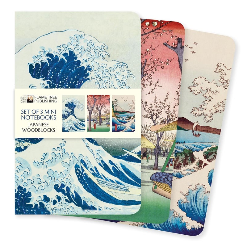 Japanese Woodblocks Set of 3 Mini Notebooks - Image 1