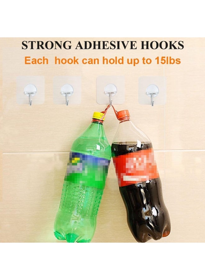 خطافات لاصقة متينة للتعليق على الحائط بدون مسامير، وزن 15 رطل (كحد أقصى)، تدور 180 درجة بدون درزات، تلتصق بالحمام والمطبخ والمكتب في الهواء الطلق - عبوة من 10 قطع - Image 3