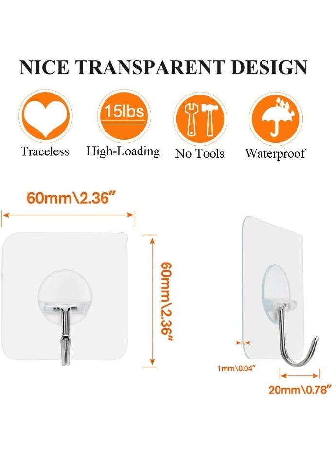 خطافات لاصقة متينة للتعليق على الحائط بدون مسامير، وزن 15 رطل (كحد أقصى)، تدور 180 درجة بدون درزات، تلتصق بالحمام والمطبخ والمكتب في الهواء الطلق - عبوة من 10 قطع - Image 2
