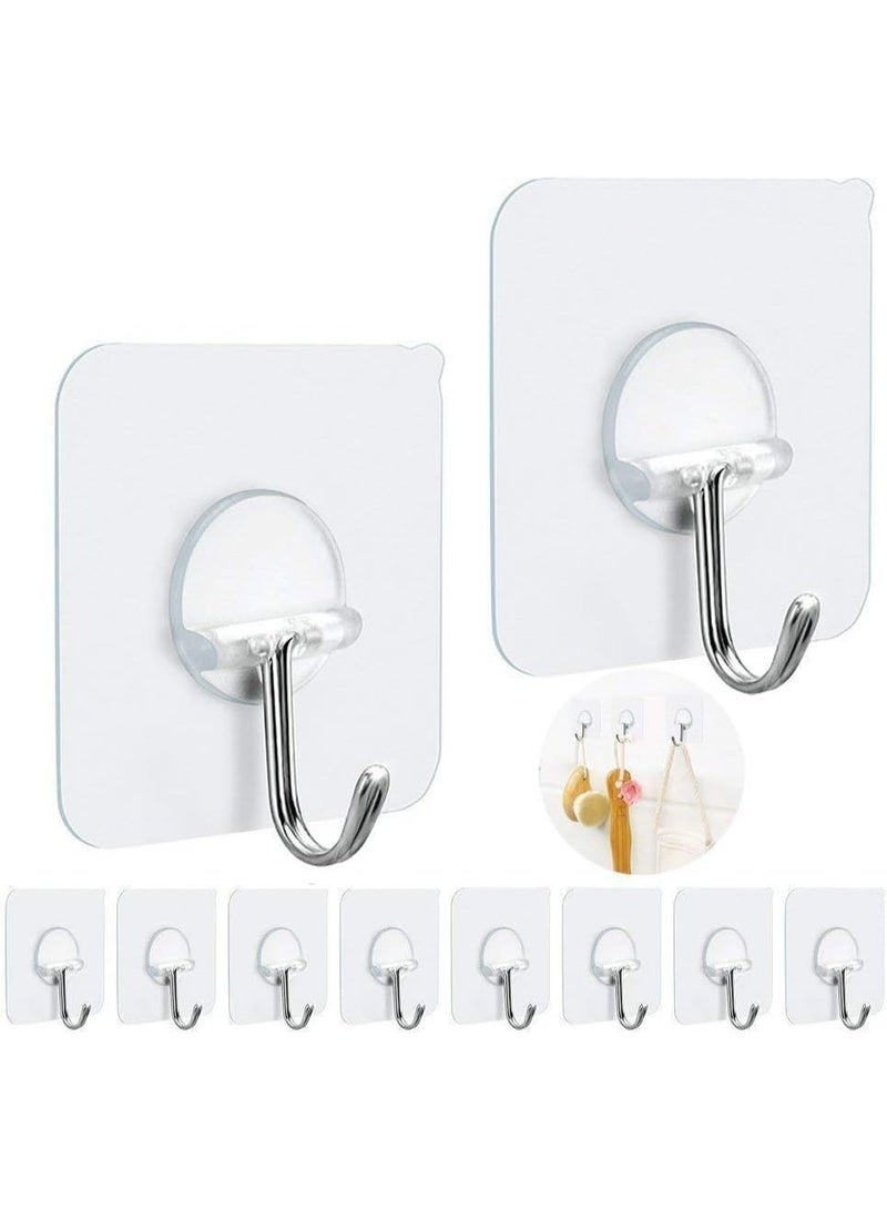 خطافات لاصقة متينة للتعليق على الحائط بدون مسامير، وزن 15 رطل (كحد أقصى)، تدور 180 درجة بدون درزات، تلتصق بالحمام والمطبخ والمكتب في الهواء الطلق - عبوة من 10 قطع - Image 1