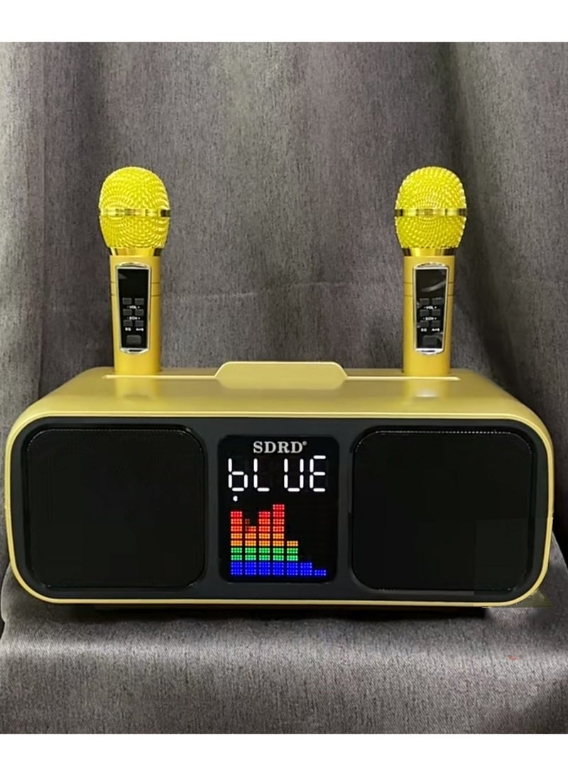 سدرد جهاز كاريوكي محمول مزود بميكروفونين لاسلكيين، وشاشة LED، وسماعة بلوتوث. يدعم منافذ AUX/USB/Type C/بطاقة TF. مثالي للاستخدام المنزلي، والحفلات، والأنشطة الخارجية. مناسب للأطفال والكبار. - Image 4