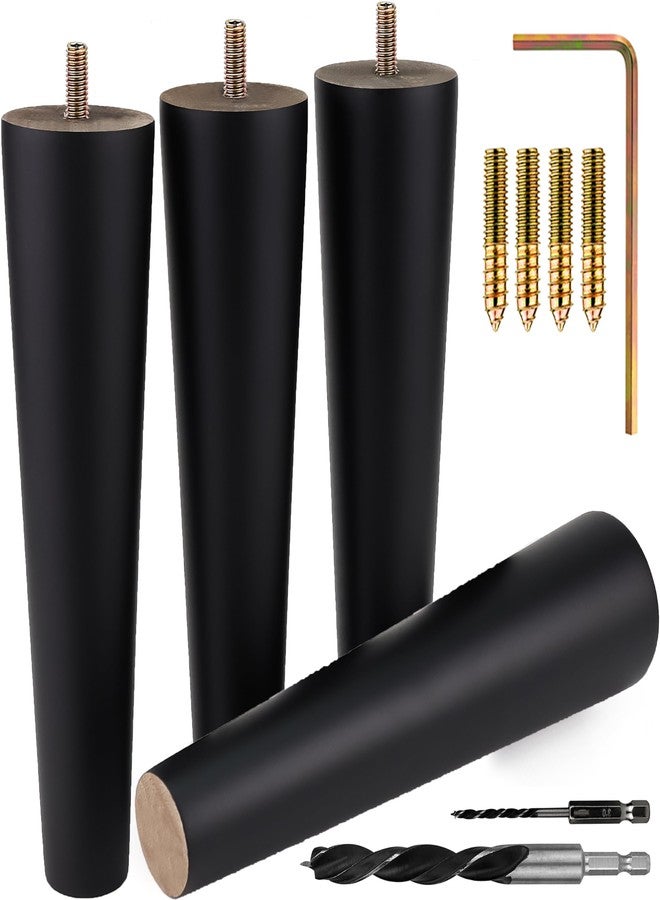 Airy Abode Premium Black Wood Furniture Legs (Full Install Kit) - Pick Your Size and Color - Image 1