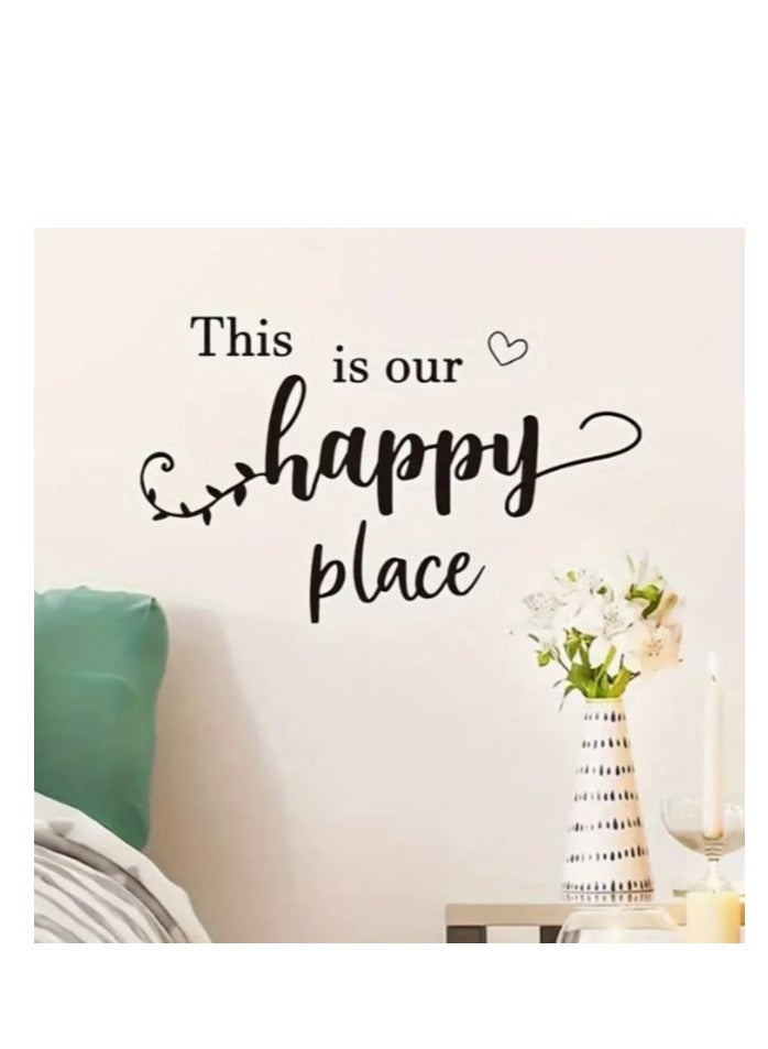 RYN Classic Letter Print  Wall Sticker: 'This is our happy place' - Decorate Your Home with a Removable, Self-Adhesive, Rectangular Wall Decoration - Image 1