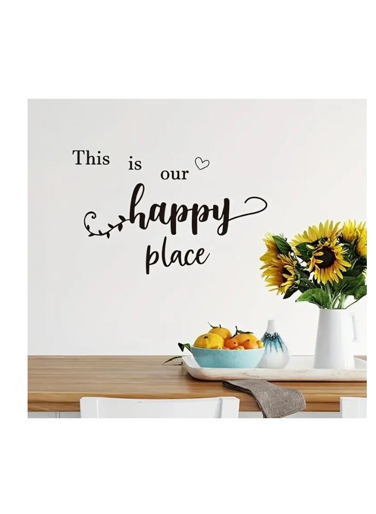 RYN Classic Letter Print  Wall Sticker: 'This is our happy place' - Decorate Your Home with a Removable, Self-Adhesive, Rectangular Wall Decoration - Image 2