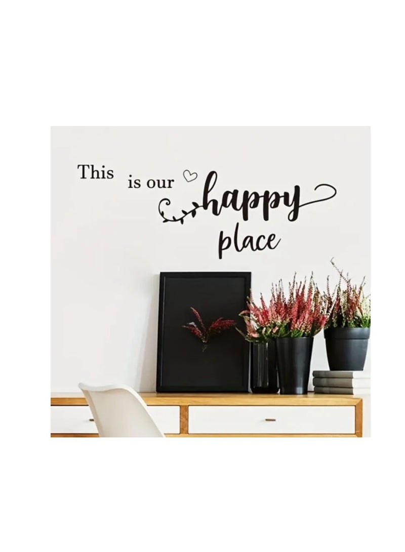 RYN Classic Letter Print  Wall Sticker: 'This is our happy place' - Decorate Your Home with a Removable, Self-Adhesive, Rectangular Wall Decoration - Image 4