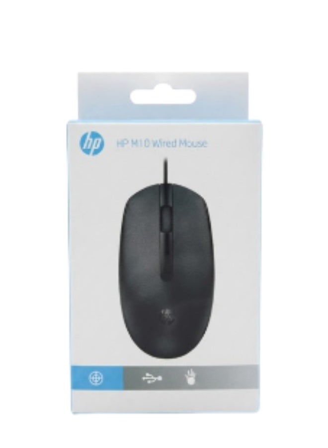 HP M10 Wired Optical Mouse, Ergonomic Design with Precise Tracking black - Image 1