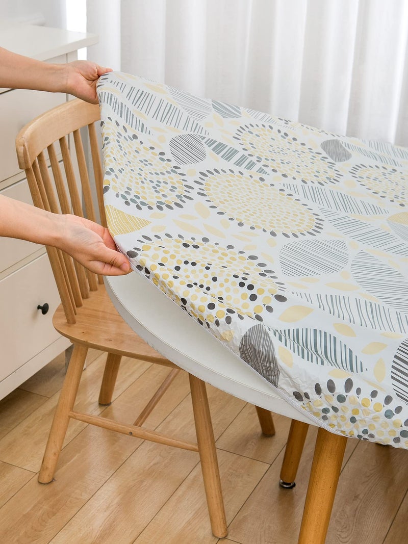 Pioggia مائدة مستديرة من الفينيل المائدة مع الدعم الفانيلا المائدة مرنة القماش قطعة بلاستيكية مقاومة للزيت مقاومة للماء (يناسب طاولة يصل 45 ""-56 "" القطر) - Image 4