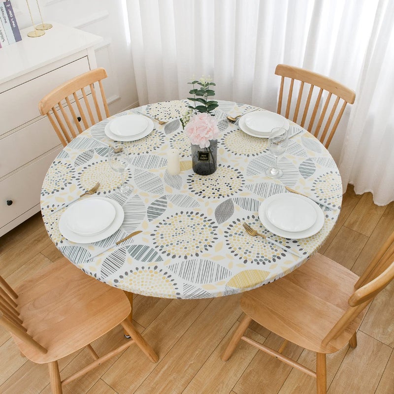 Pioggia مائدة مستديرة من الفينيل المائدة مع الدعم الفانيلا المائدة مرنة القماش قطعة بلاستيكية مقاومة للزيت مقاومة للماء (يناسب طاولة يصل 45 ""-56 "" القطر) - Image 2