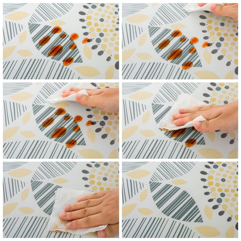 Pioggia مائدة مستديرة من الفينيل المائدة مع الدعم الفانيلا المائدة مرنة القماش قطعة بلاستيكية مقاومة للزيت مقاومة للماء (يناسب طاولة يصل 45 ""-56 "" القطر) - Image 5