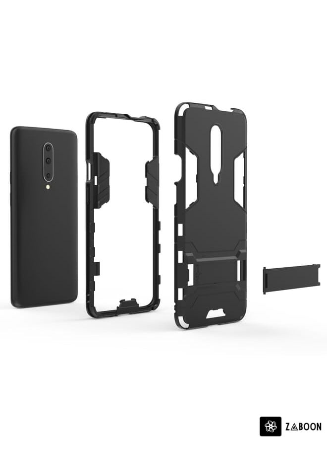 Zaboon - Shockproof PC + TPU Cover Case For OnePlus 7 Pro, with Holder(Black) - Image 1