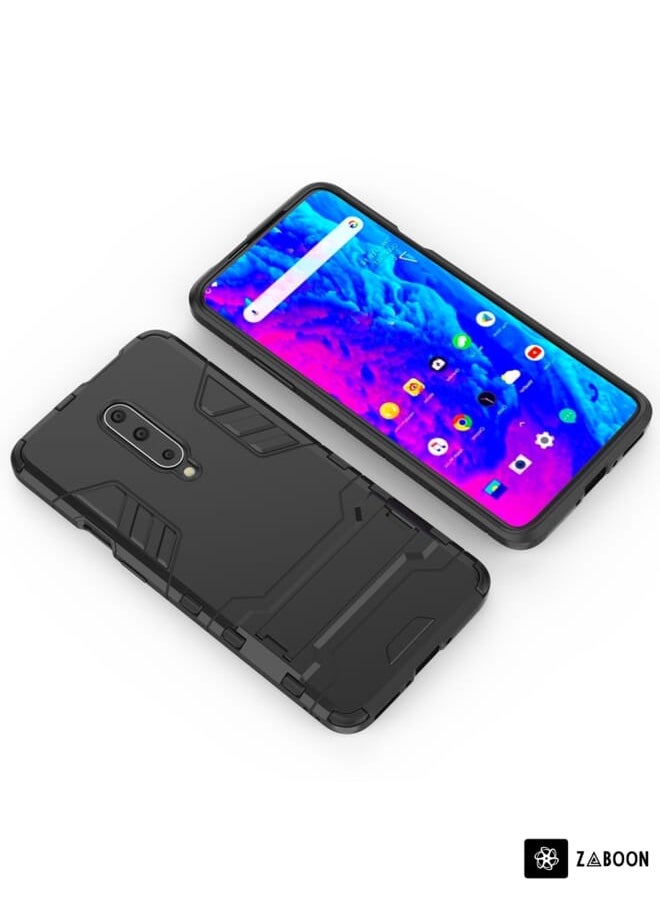 Zaboon - Shockproof PC + TPU Cover Case For OnePlus 7 Pro, with Holder(Black) - Image 1