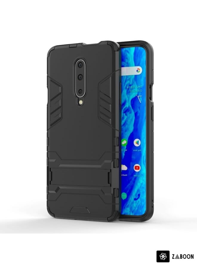Zaboon - Shockproof PC + TPU Cover Case For OnePlus 7 Pro, with Holder(Black) - Image 1