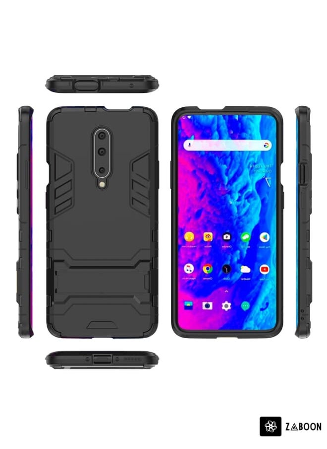 Zaboon - Shockproof PC + TPU Cover Case For OnePlus 7 Pro, with Holder(Black) - Image 1