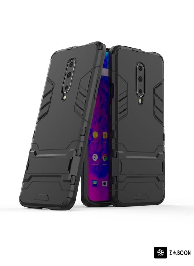Zaboon - Shockproof PC + TPU Cover Case For OnePlus 7 Pro, with Holder(Black) - Image 1