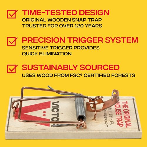 Victor M156 Metal Pedal Sustainably Sourced FSC Wood Snap Mouse Trap - 4 Wooden Traps - Image 3