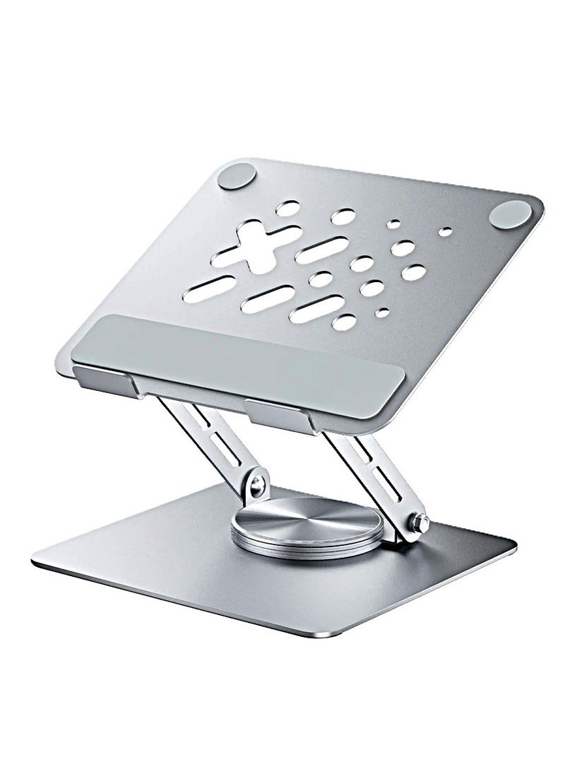 Denx Ergonomic Dual Rotary Shaft Fully Foldable Tablet PC Holder 360 Rotating Base Adjustable Laptop Riser Stand Laptop Stands  - Image 1