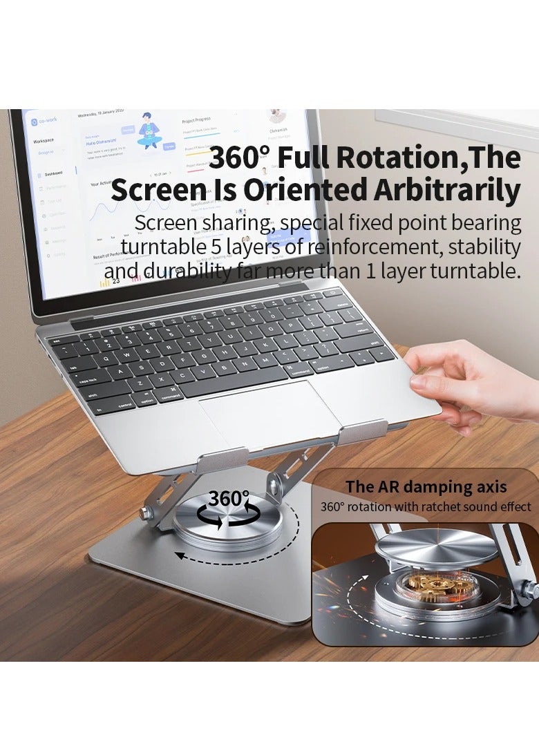 Denx Ergonomic Dual Rotary Shaft Fully Foldable Tablet PC Holder 360 Rotating Base Adjustable Laptop Riser Stand Laptop Stands  - Image 2