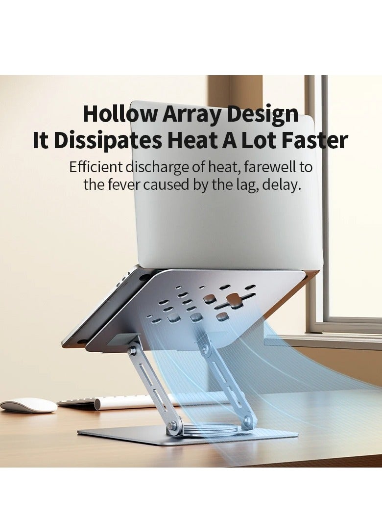 Denx Ergonomic Dual Rotary Shaft Fully Foldable Tablet PC Holder 360 Rotating Base Adjustable Laptop Riser Stand Laptop Stands  - Image 5