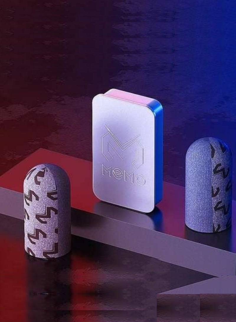 Memo 2 Silver-Gray Gaming Finger Gloves with Durable Metal Storage Box – Perfect for PUBG, Free Fire, Call of Duty Mobile, Fortnite & Other Mobile Games - Image 1