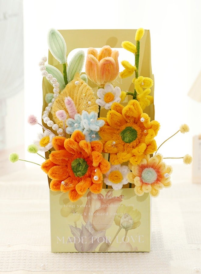 MaWadda Pipe Cleaners Craft Kit – DIY Flower Bouquet Making Kit, Chenille Stems Craft Supplies for Art Projects, Pipe Cleaner Craft Kit for Creative Activities, Beginner-Friendly Craft Kit for Flower Making 