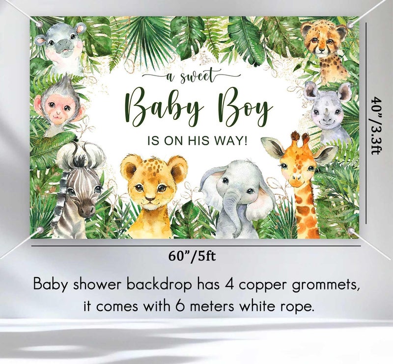Andrain 140PCS Safari Jungle Baby Shower Decorations, Safari Baby Shower Supplies, Sage Green Balloon Garland Kit, BABY Boxes, Backdrop Banner - Image 5