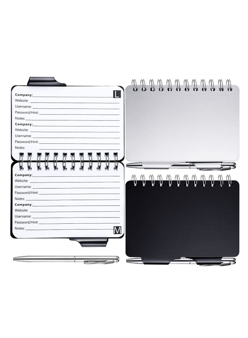 KASTWAVE Portable Password Book Password Organizer, Notebook Elegant Pattern Password Book Keeper with Pen (Black + Sliver) - Image 1