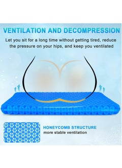 Genzy Gel Seat Cushion, Cooling Thick Big Breathable Honeycomb Design Absorbs Pressure Points Seat Cushion with Non-Slip Cover for Office Chair Home Cars Wheelchair, Blue  - Image 2