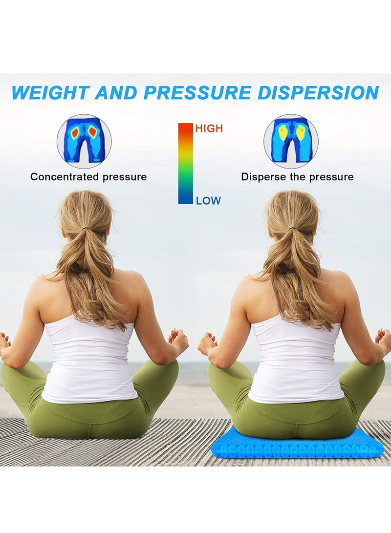 Genzy Gel Seat Cushion, Cooling Thick Big Breathable Honeycomb Design Absorbs Pressure Points Seat Cushion with Non-Slip Cover for Office Chair Home Cars Wheelchair, Blue - Image 4