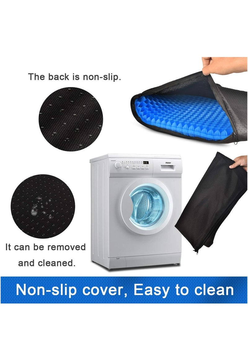 Genzy Gel Seat Cushion, Cooling Thick Big Breathable Honeycomb Design Absorbs Pressure Points Seat Cushion with Non-Slip Cover for Office Chair Home Cars Wheelchair, Blue - Image 5