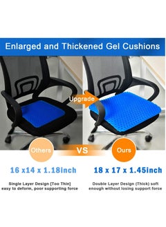 Gel Seat Cushion, Cooling Thick Big Breathable Honeycomb Design Absorbs Pressure Points Seat Cushion with Non-Slip Cover for Office Chair Home Cars Wheelchair, Blue - pzsku/ZB7D064FA926730D710EAZ/45/_/1734375378/ac66a608-8ddc-42fb-a769-2d1316b3bd7b