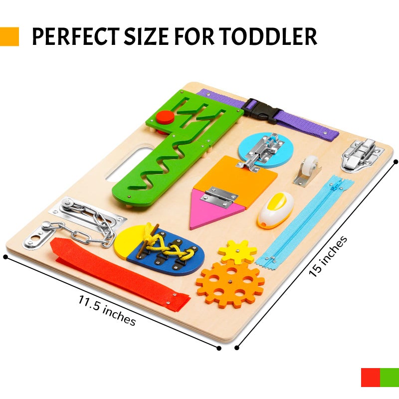 ABERLLS Montessori Busy Board for Toddlers, Wooden Sensory Toys, Preschool Learning Activities for Fine Motor Skills Travel Toy, Basic Life Skills Educational Gifts for 1 2 3 Years Old Kids Boys Girls - Image 5