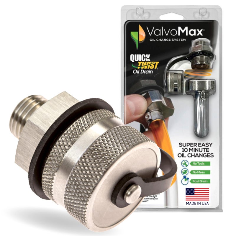 ValvoMax Oil Drain Valve Quick Twist Oil Drain Plug for DIY Oil Changes At Home in 10 Minutes No Tools No Mess No Cleanup M12175 Thread Size Made in USA