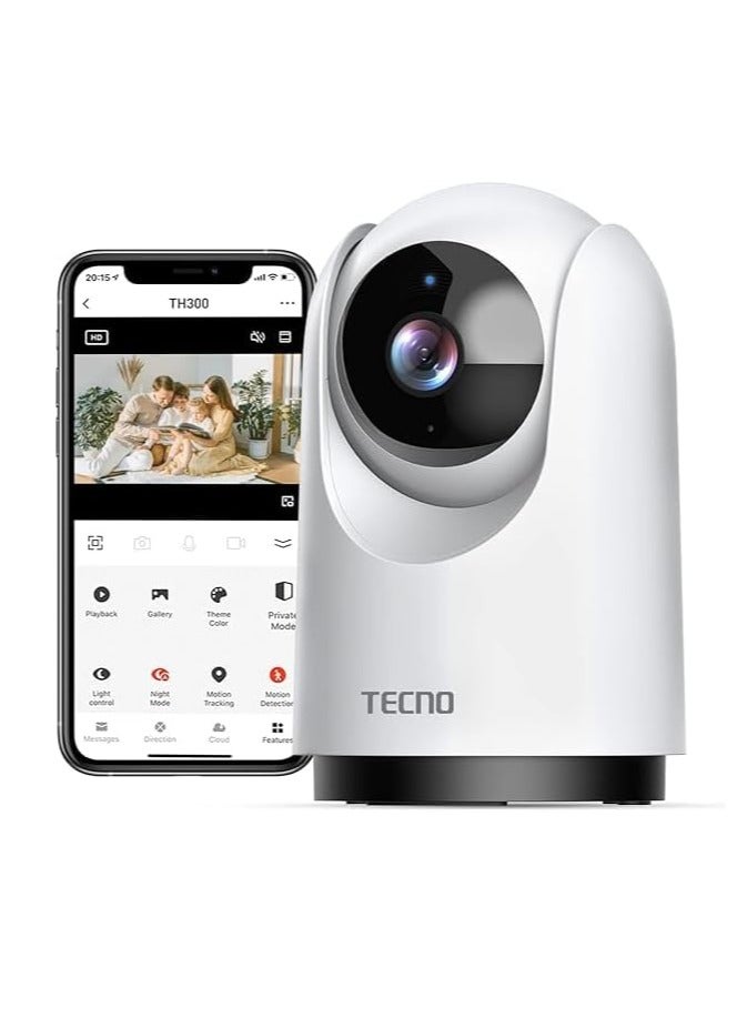 Tecno 2 K Security Camera 2 C Indoor Wifi Security Camera With Night Vision 2 C Cloud Storage For Baby Monitor 2 C Dog Camera 2 C Phone App 2 Cwith Tf Card Slot And Cloud - Image 1