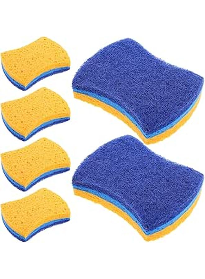 6Pcs 3 Layer Wood Pulp Sponges Absorbent Kitchen Cleaning Dish Wok Scrubber - Image 1